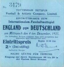 England - Deutschland / Eintrittskarte